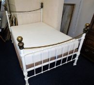 A Victorian double brass & iron bed with Silent Ni