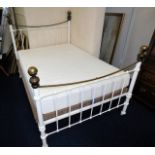 A Victorian double brass & iron bed with Silent Ni