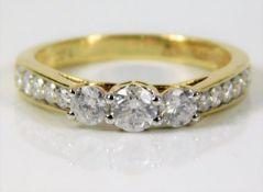 An 18ct gold diamond ring set with approx. 1ct dia