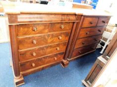 A Scottish chest of drawers twinned with one other set of 19thC. drawers, both A/F originally from t