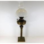 A c.1910 Duplex brass oil lamp with corinthian col