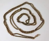 A Victorian 9ct gold long guard chain 64.5in long