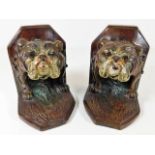 A pair of cold painted bronze bulldog bookends 4.75in tall marked Geschultz