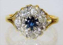 An 18ct gold cluster ring set with approx. 1ct dia