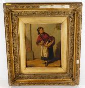 A W. F. Hardy oil painting of woman with basket, s