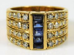 A 1940's yellow metal ring, tests as 18ct gold, se
