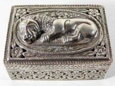 A c.1800 decorative reticulated box with lion deco