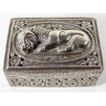 A c.1800 decorative reticulated box with lion deco