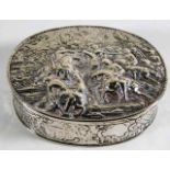 A German Hanau silver tobacco box with military ba