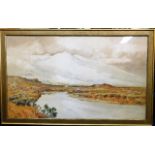 A large framed watercolour of Dartmoor by Arthur S