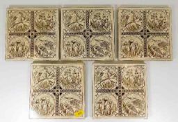 Five Minton porcelain tiles