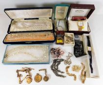 A quantity of costume jewellery items including pl