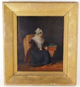 A 19thC. oil of woman seated 11.5in x 9.75in