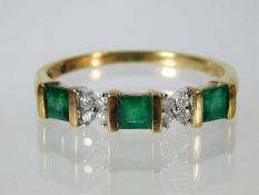 A 9ct gold emerald & diamond ring 2.2g size T