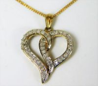 A 9ct gold necklace with heart shaped pendant 3.4g