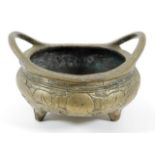 A Chinese bronze censer with chased decor 4.375in