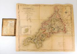 Map: A 19thC. folding map of Cornwall by J & C. Wa