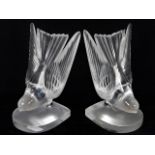 A pair of Lalique crystal Swallow bird bookends 6.