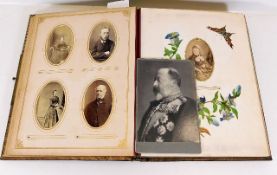 An antique leather bound photo album, 20 pages