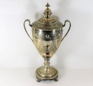 A late 19thC. silver plated samovar with chased de