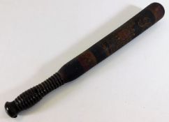A Victorian painted police baton 15.5in long