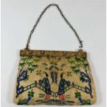 A c.1900 Chinese silk purse with turquoise decor 6