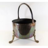 A Georgian copper & brass log bucket 13.5in high t