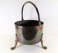 A Georgian copper & brass log bucket 13.5in high t