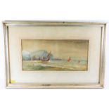 A c.1900 watercolour of sailboats off the coast, m