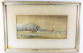 A c.1900 watercolour of sailboats off the coast, m