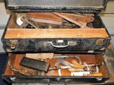 Two carpenter tool boxes with contents