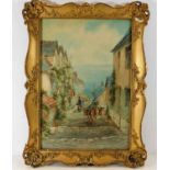 A gilt framed west country coastal village scene 1