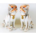 A pair of Meissen style porcelain pugs by Sutherla