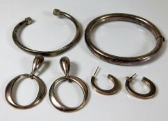 A quantity of mixed silver jewellery including ear