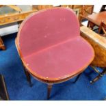 A 19thC. mahogany card table with turned legs 35.5