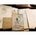 A large portfolio of mostly figurative sketches in