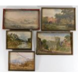 Five small framed watercolours by Henry Pope