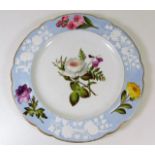 A fine Spode porcelain plate with enamelled & hand