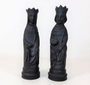 A pair of Wedgwood basalt King & Queen chess piece