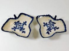 A pair of 18thC. Bow porcelain pickle dishes 4.25i