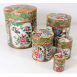 Five 19thC. Cantonese porcelain nesting jars, larg
