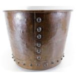 A 19thC. riveted copper log basket