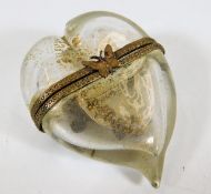 A gilt mounted glass heart keepsake