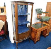 A c.1900 mahogany display cabinet with bow front 7