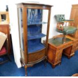 A c.1900 mahogany display cabinet with bow front 7