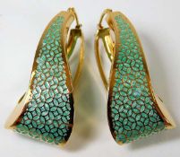 A pair of 18ct gold plique-à-jour earrings 10.1g