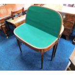 A 19thC. mahogany card table with tapered legs 35i