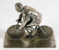 An early 20thC. silver plated model of cyclist 3.5