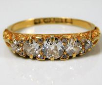 An antique five stone ring set with approx. 1.1ct