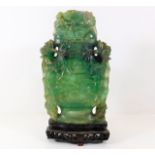 A large 19thC. Chinese green quartz scent bottle 1